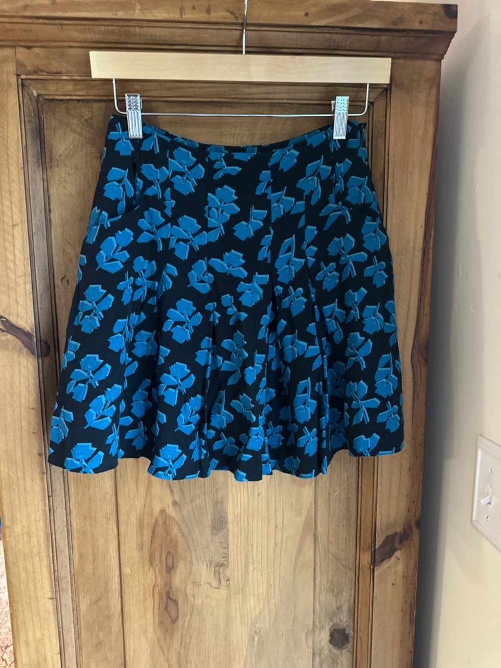 Vintage Cooperative Blue Floral A-Line Skirt Size 0